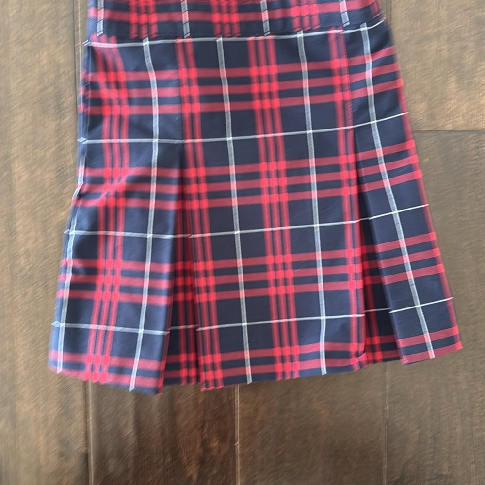 Dennis Uniform Girls Bib Front Box Pleat Hamilton Plaid Jumper Dress - Picture 5 of 8